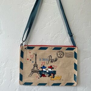 Disney Epcot “Je T’Adore Paris” Crossbody Bag Purse Mickey Minnie Love Letter